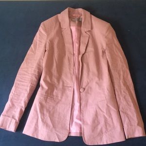 Pink tailored single breasted linen blazer